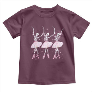 Funny Halloween Skeleton Ballet Dancing Ballerina Toddler T Shirt TS09 Maroon Print Your Wear