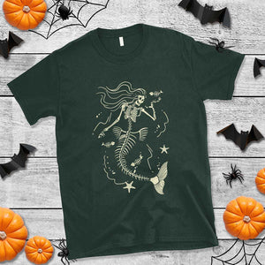 Halloween Mermaid T Shirt Mermaid Skeleton Spooky Season In Ocean TS09 Dark Forest Green Print Your Wear