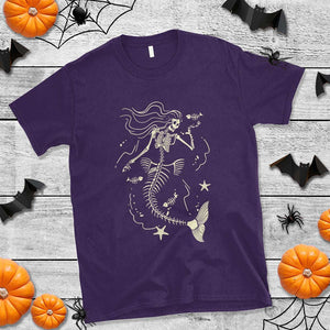 Halloween Mermaid T Shirt Mermaid Skeleton Spooky Season In Ocean TS09 Purple Print Your Wear