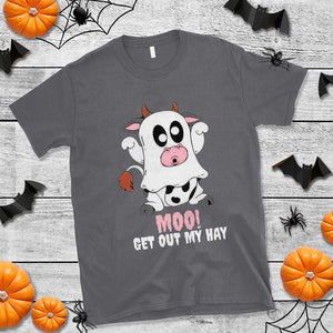 Halloween T Shirt MOO Get Out My Hay Cow Boo Ghost TS09 Charcoal Print Your Wear