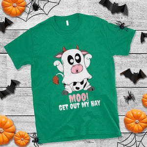 Halloween T Shirt MOO Get Out My Hay Cow Boo Ghost TS09 Irish Green Print Your Wear