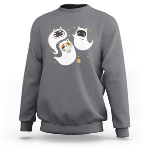 Halloween Cat Lover Sweatshirt Spooky Cute Ghost Costume TS09 Charcoal Print Your Wear