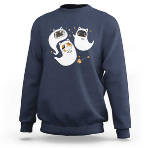 Halloween Cat Lover Sweatshirt Spooky Cute Ghost Costume TS09 Navy Print Your Wear