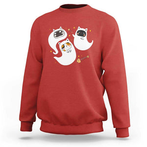 Halloween Cat Lover Sweatshirt Spooky Cute Ghost Costume TS09 Red Print Your Wear