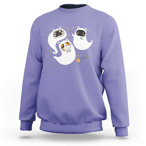 Halloween Cat Lover Sweatshirt Spooky Cute Ghost Costume TS09 Violet Print Your Wear