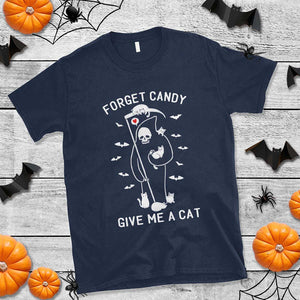 Halloween Cat Lover T Shirt Funny Death Forget Candy Give Me A Cat TS09 Navy Print Your Wear