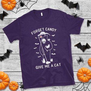 Halloween Cat Lover T Shirt Funny Death Forget Candy Give Me A Cat TS09 Purple Print Your Wear