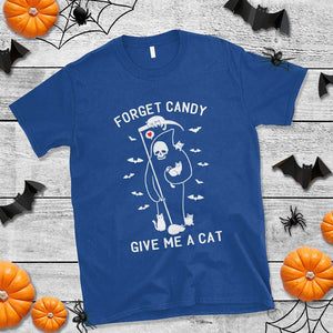 Halloween Cat Lover T Shirt Funny Death Forget Candy Give Me A Cat TS09 Royal Blue Print Your Wear