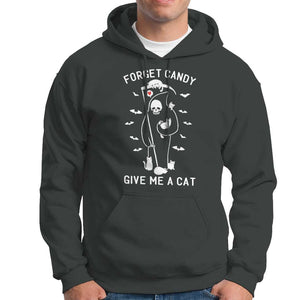 Halloween Cat Lover Hoodie Funny Death Forget Candy Give Me A Cat TS09 Dark Heather Print Your Wear