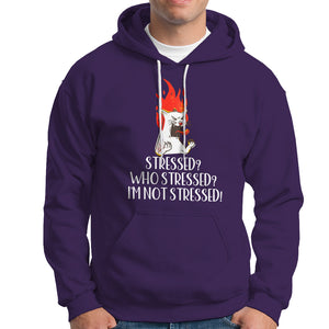 Stressed Who's Stressed? I'm Not Stressed Funny Angry Cat Hoodie TS09 Purple Printyourwear