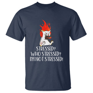 Stressed Who's Stressed? I'm Not Stressed Funny Angry Cat T Shirt TS09 Navy Printyourwear