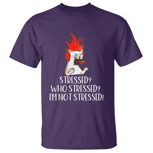 Stressed Who's Stressed? I'm Not Stressed Funny Angry Cat T Shirt TS09 Purple Printyourwear