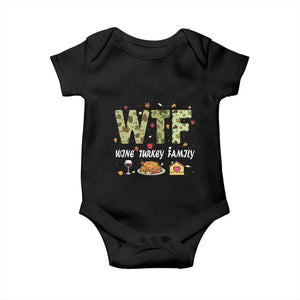 Thanksgiving Baby Onesie W T F Wine Turkey Family Funny Dinner Fall TS09 Black Print Your Wear