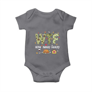 Thanksgiving Baby Onesie W T F Wine Turkey Family Funny Dinner Fall TS09 Charcoal Print Your Wear