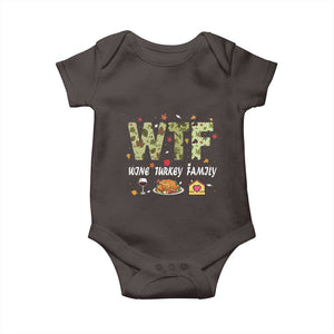 Thanksgiving Baby Onesie W T F Wine Turkey Family Funny Dinner Fall TS09 Dark Chocolate Print Your Wear