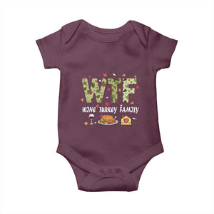 Thanksgiving Baby Onesie W T F Wine Turkey Family Funny Dinner Fall TS09 Maroon Print Your Wear