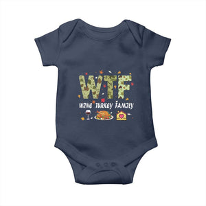 Thanksgiving Baby Onesie W T F Wine Turkey Family Funny Dinner Fall TS09 Navy Print Your Wear