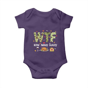 Thanksgiving Baby Onesie W T F Wine Turkey Family Funny Dinner Fall TS09 Purple Print Your Wear