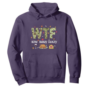 Thanksgiving Hoodie W T F Wine Turkey Family Funny Dinner Fall TS09 Purple Print Your Wear