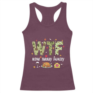 Thanksgiving Racerback Tank Top W T F Wine Turkey Family Funny Dinner Fall TS09 Maroon Print Your Wear