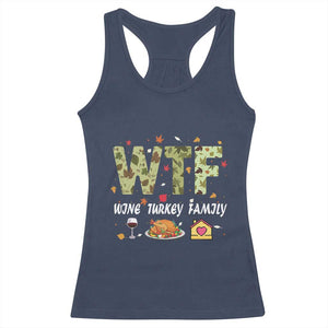 Thanksgiving Racerback Tank Top W T F Wine Turkey Family Funny Dinner Fall TS09 Navy Print Your Wear