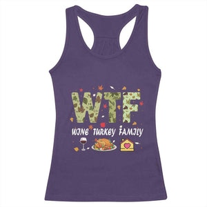 Thanksgiving Racerback Tank Top W T F Wine Turkey Family Funny Dinner Fall TS09 Purple Print Your Wear