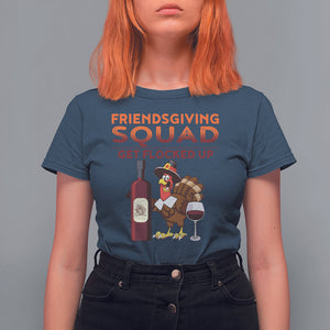 Thanksgiving T Shirt For Women Friendsgiving Squad Get Flocked Up Drunk Wine Turkey TS09 Navy Printyourwear