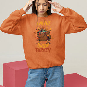 I'm The Queen Turkey Dabbing Fall Thanksgiving Sweatshirt TS09 Navy Printyourwear