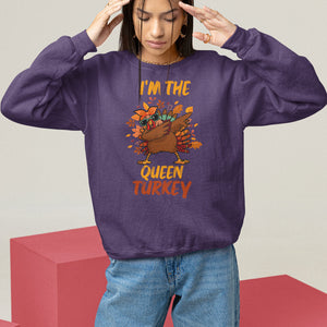 I'm The Queen Turkey Dabbing Fall Thanksgiving Sweatshirt TS09 Purple Printyourwear