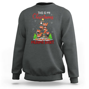 Red Panda Xmas Tree This Is My Christmas Pajama Sweatshirt TS09 Dark Heather Printyourwear