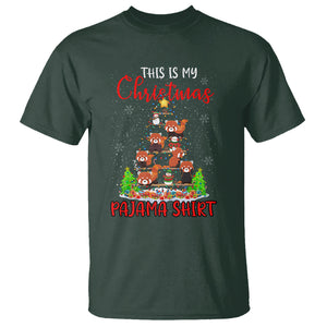 Red Panda Xmas Tree This Is My Christmas Pajama T Shirt TS09 Dark Forest Green Printyourwear