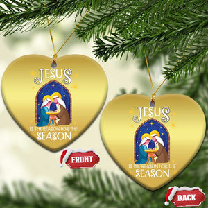 Christmas Nativity Christmas Ornament Jesus Is The Reason For The Season TS09 Heart Gold Print Your Wear