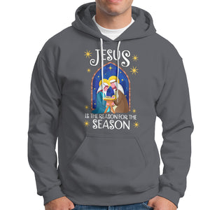 Jesus Is The Reason For The Season Christmas Nativity Hoodie TS09 Charcoal Printyourwear