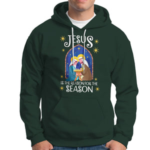 Jesus Is The Reason For The Season Christmas Nativity Hoodie TS09 Dark Forest Green Printyourwear