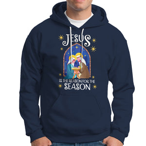 Jesus Is The Reason For The Season Christmas Nativity Hoodie TS09 Navy Printyourwear