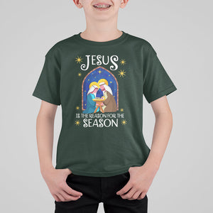 Jesus Is The Reason For The Season Christmas Nativity T Shirt For Kid TS09 Dark Forest Green Printyourwear