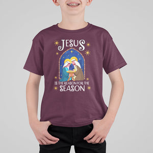 Jesus Is The Reason For The Season Christmas Nativity T Shirt For Kid TS09 Maroon Printyourwear