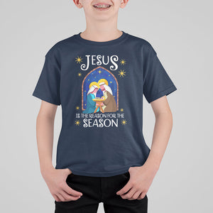 Jesus Is The Reason For The Season Christmas Nativity T Shirt For Kid TS09 Navy Printyourwear