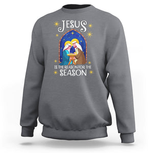 Jesus Is The Reason For The Season Christmas Nativity Sweatshirt TS09 Charcoal Printyourwear