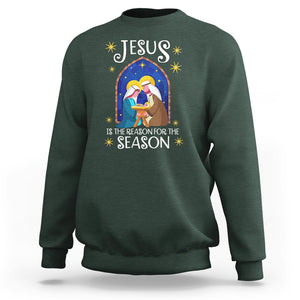 Jesus Is The Reason For The Season Christmas Nativity Sweatshirt TS09 Dark Forest Green Printyourwear