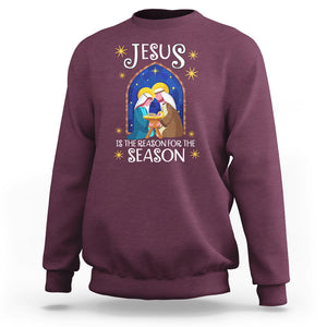 Jesus Is The Reason For The Season Christmas Nativity Sweatshirt TS09 Maroon Printyourwear