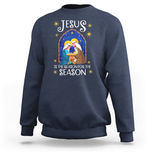 Jesus Is The Reason For The Season Christmas Nativity Sweatshirt TS09 Navy Printyourwear