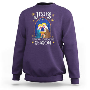 Jesus Is The Reason For The Season Christmas Nativity Sweatshirt TS09 Purple Printyourwear