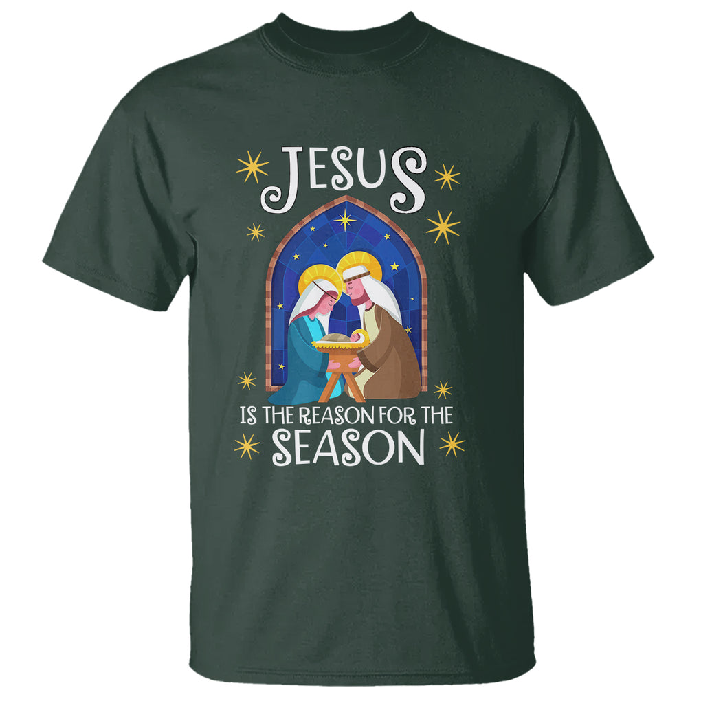 Jesus Is The Reason For The Season Christmas Nativity T Shirt TS09 Dark Forest Green Printyourwear