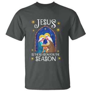 Jesus Is The Reason For The Season Christmas Nativity T Shirt TS09 Dark Heather Printyourwear