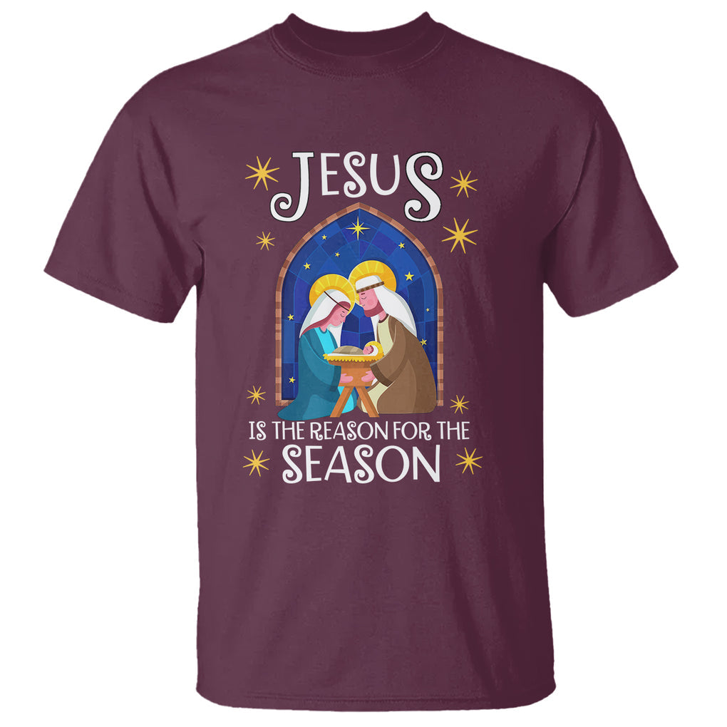 Jesus Is The Reason For The Season Christmas Nativity T Shirt TS09 Maroon Printyourwear