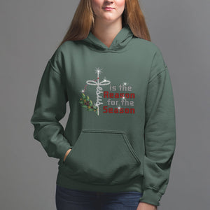 Jesus Is The Reason For The Season Bling Christmas Hoodie TS09 Dark Forest Green Printyourwear