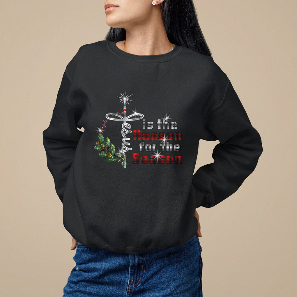 Jesus Is The Reason For The Season Bling Christmas Sweatshirt TS09 Black Printyourwear