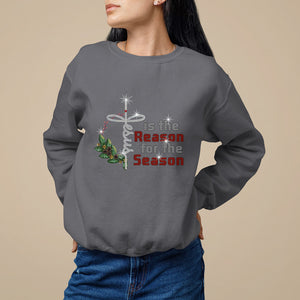 Jesus Is The Reason For The Season Bling Christmas Sweatshirt TS09 Charcoal Printyourwear