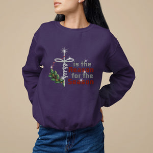 Jesus Is The Reason For The Season Bling Christmas Sweatshirt TS09 Purple Printyourwear